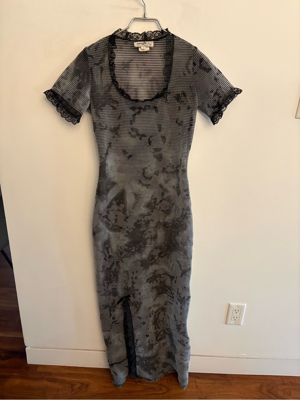 Patterned Sheer with Lace Maxi dress size S/M